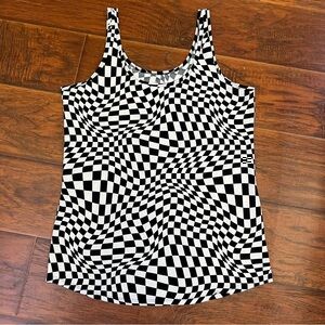 No Boundaries Black and White Gingham Print Scoop Neck Tank Top size XL 15-17